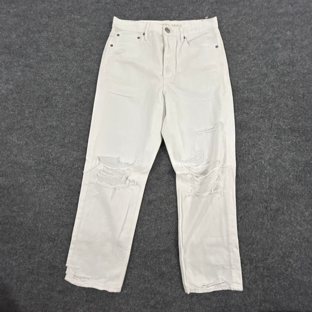 American Eagle Jeans Womens Size 8 White Distressed Cotton Regular Fit Denim